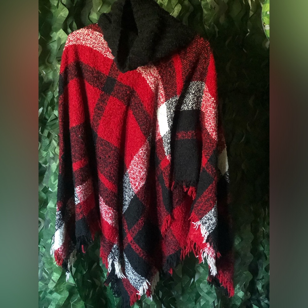 Plaid Women's Sweater Poncho